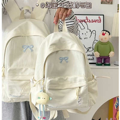 日系简约软妹少女书包校园时尚纯色双肩包学院风简约轻便旅行背包