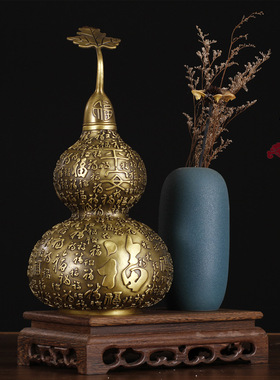 开盖开口铜葫芦摆件平安百福大号家居摆件佛具工艺品