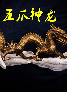 龙摆件纯铜金木水火土五行神龙摆件桌面装饰品生肖龙五爪金龙汉龙