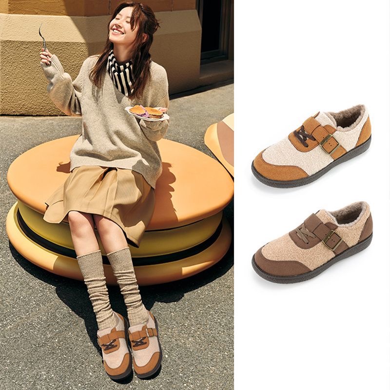 Pansy盼喜日本勃肯鞋女超轻舒适加绒保暖百搭毛毛鞋新款4301