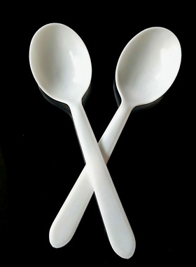 一次性勺子加厚白色汤勺塑料调羹粥勺刨冰勺独立甜品餐勺2000支