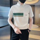 polo衫 带领半袖 男潮牌痞帅翻领t恤2025夏季 男士 新款 日常休闲短袖