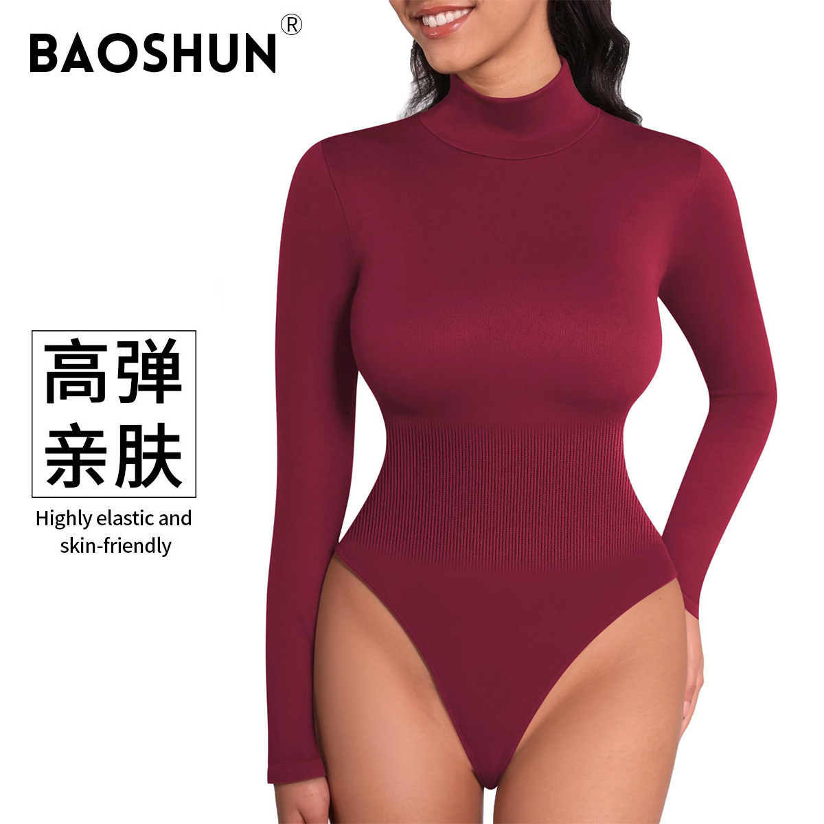 欧美秋冬高领细螺纹长袖三角连体服修身显瘦运动健身瑜伽连体衣