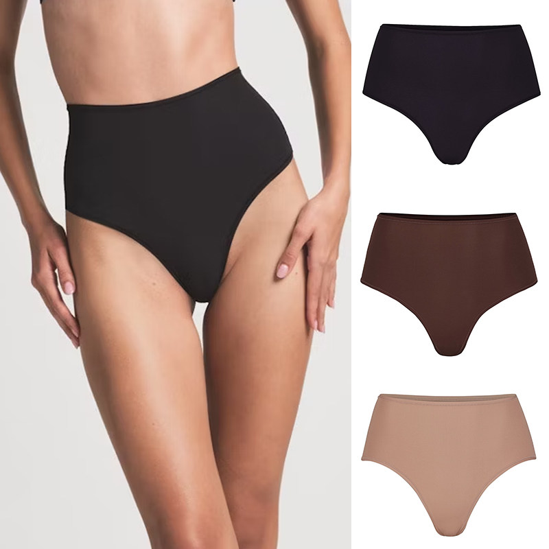 skim外贸粉底液三角内裤女士舒适透气无痕运动瑜伽健身高腰丁字裤