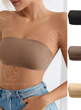 一片式无痕防滑带胸垫抹胸 One-piece seamless quick-drying bra