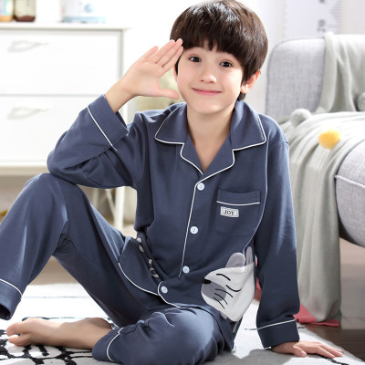 秋季纯棉睡衣套装男大童初中学生