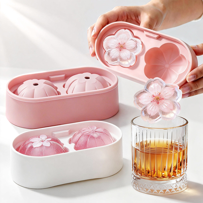 樱花冰块模具按压冰格制冰盒