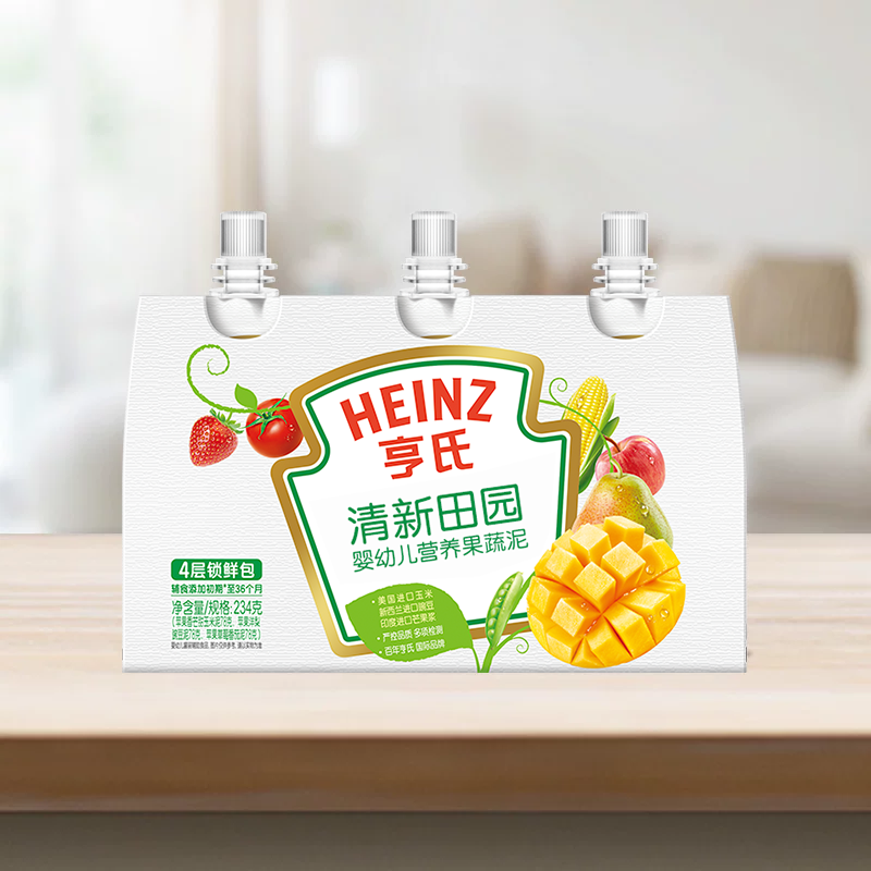 【U先】亨氏婴儿超金果泥套装3连包辅食零食