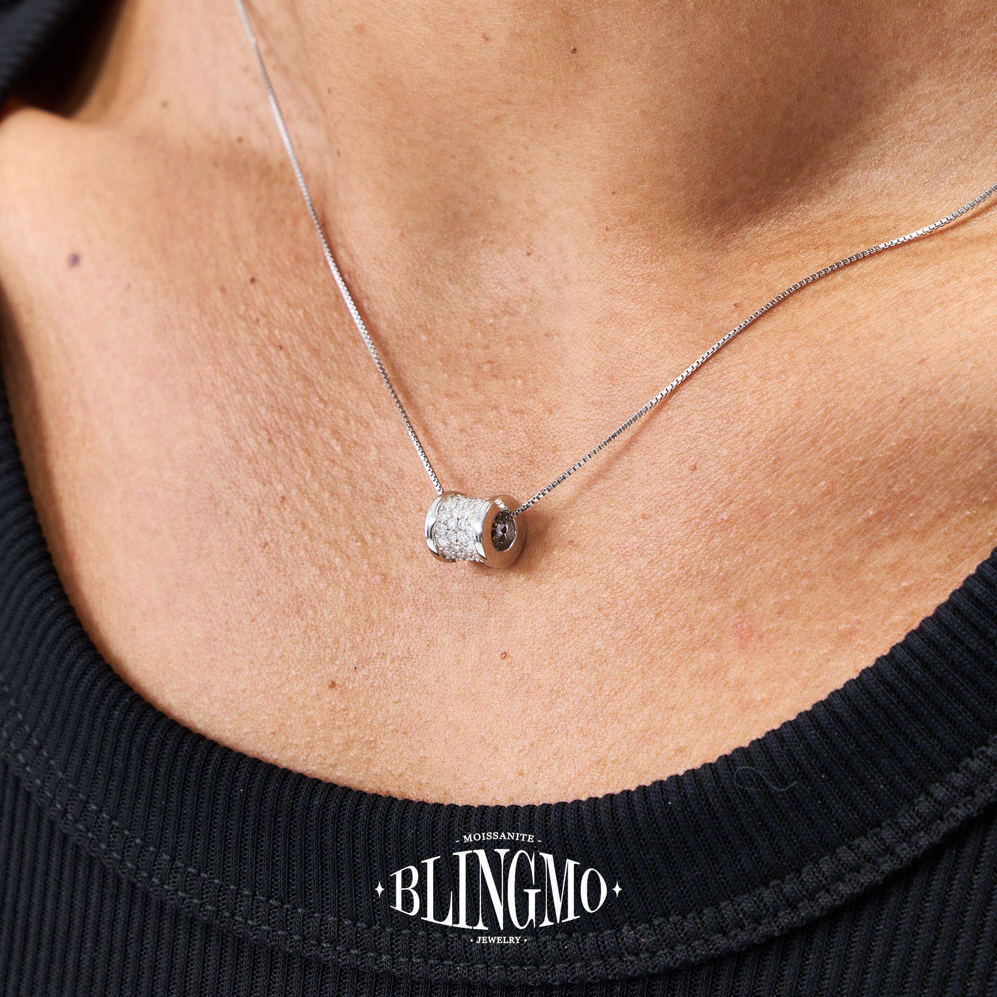 BLINGMO  S925纯银小蛮腰转运珠镶钻吊坠项链男款锁骨链轻奢气质