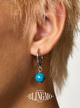 BLINGMO S925纯银蓝磷灰石耳环男女个性耳饰民族风复古小众耳坠