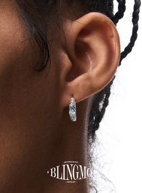 BLINGMO 浅绿兰荷鲁斯之眼莫桑钻耳环男绿钻轻奢S925纯银耳钉男士