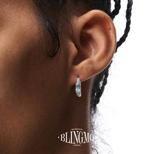 BLINGMO 浅绿兰荷鲁斯之眼莫桑钻耳环男绿钻轻奢S925纯银耳钉男士