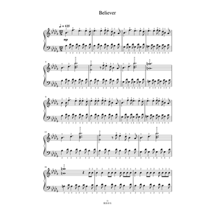 Believer 钢琴谱 全指法谱 高清正版完整版