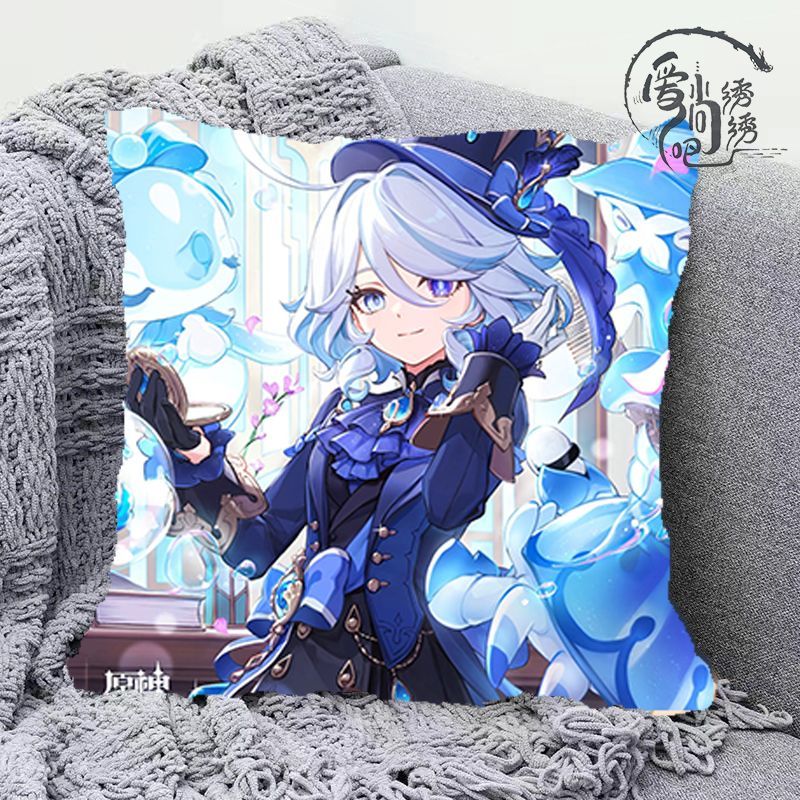 水神芙宁娜十字绣抱枕新款卡通人物线绣沙发枕套卧室手工diy靠枕