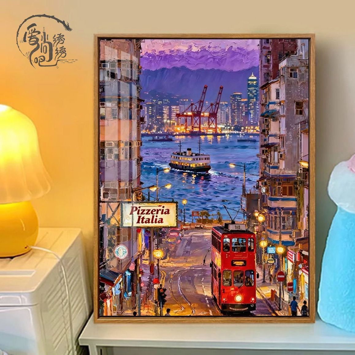 港城暮色十字绣新款高颜值ins欧美艺术风景线绣客厅玄关diy手工绣
