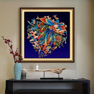 国风百鸟朝凤十字绣新款高级感治愈线绣客厅餐厅玄关手工diy刺绣