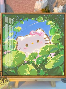 十字绣夏日荷叶HelloKitty新款治愈系卡通风景线绣卧室diy手工绣