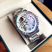 潮流防水钢带腕表轻奢大表盘男表 时尚 潮牌个性 陀飞轮镂空手表男士