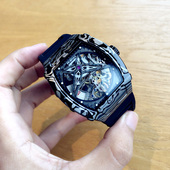 理查德酒桶陀飞轮镂空全自动机械表防水手表男士 学生个性 潮牌欧美