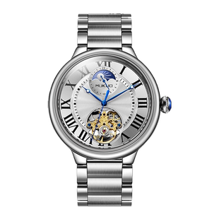 2024新款蓝色气球全自动机械表防水镂空手表男士时尚潮流陀飞轮腕