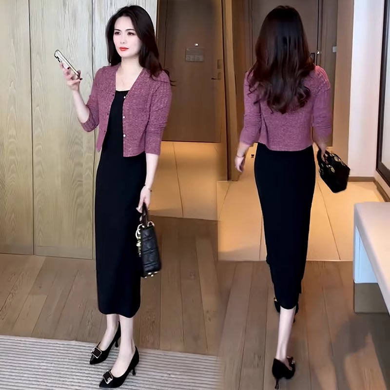 2025夏季新款针织开衫外套女短款长袖外搭坎肩配连衣裙小披肩上衣