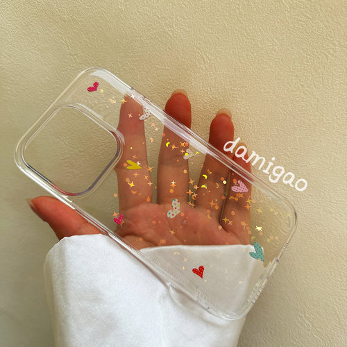 爱心彩色多巴胺苹果17滴胶手机壳