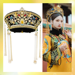 古装如懿延禧攻略头饰剧组道具钿帽帽子清宫旗头皇后朝服钿子佃帽