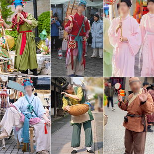 古风市集卖货郎古装男士套装宋朝唐朝圆领袍中国风表演服短剧百姓