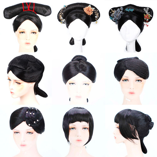 古装女士清朝假发发套清代宫廷整顶头套舞台演出格格头套式旗头