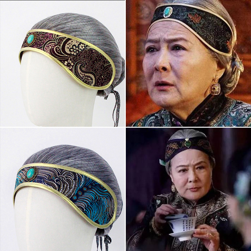 古装老太太假发套舞台话剧演出头饰刘姥姥发套抹额头巾整顶头套