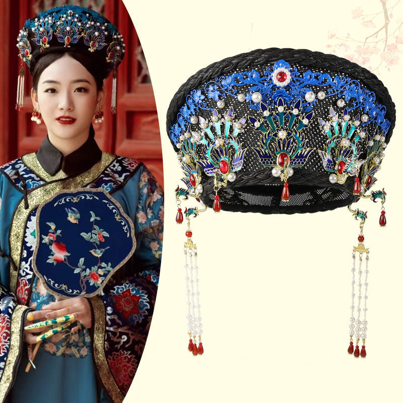 清朝旗头佃子素胚清宫剧如懿传甄嬛传头饰素帽仿影视古装头饰钿帽