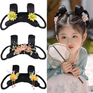 儿童古装头饰假发可爱女童汉服造型头饰套装简单百搭古风发髻发包