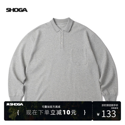 SHOGA重磅320G玲珑珠地棉情侣polo衫长袖t恤宽松休闲打底上衣男秋