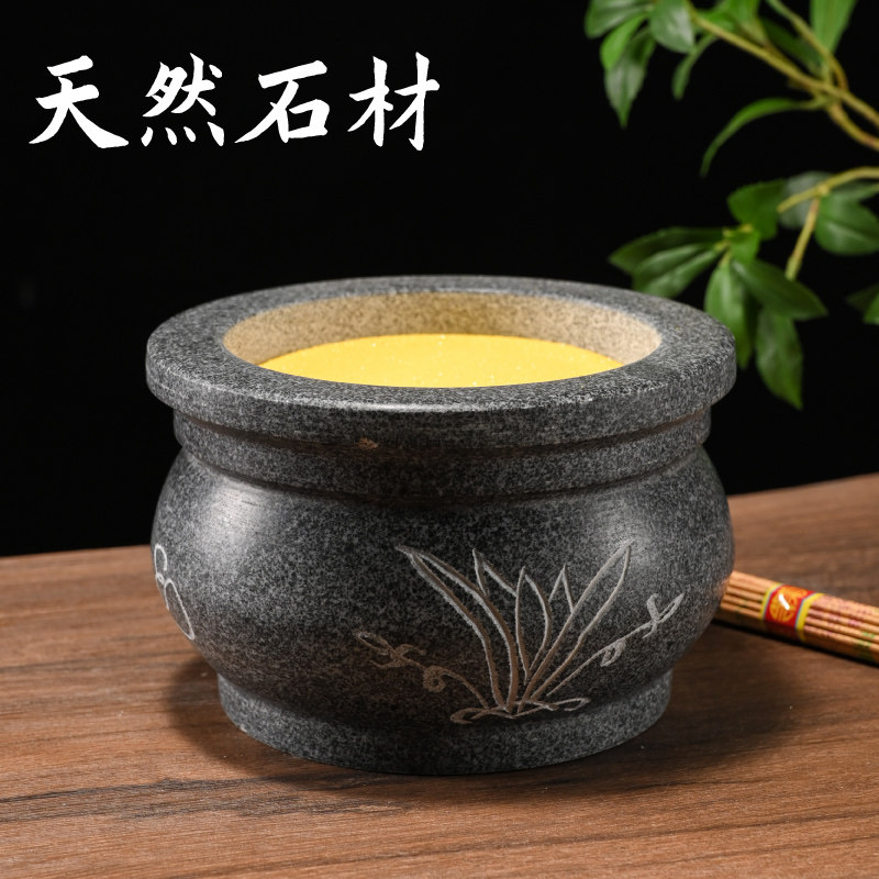 户外上香烧香圆形石头香炉子石头香炉石雕摆件用品寺庙祠堂,餐饮具,茶道/香炉,淘宝优惠券,粉丝福利购,淘宝优惠卷
