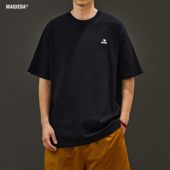 男士 马切达日系简约刺绣情侣纯棉短袖 夏季 休闲宽松百搭圆领T恤tee