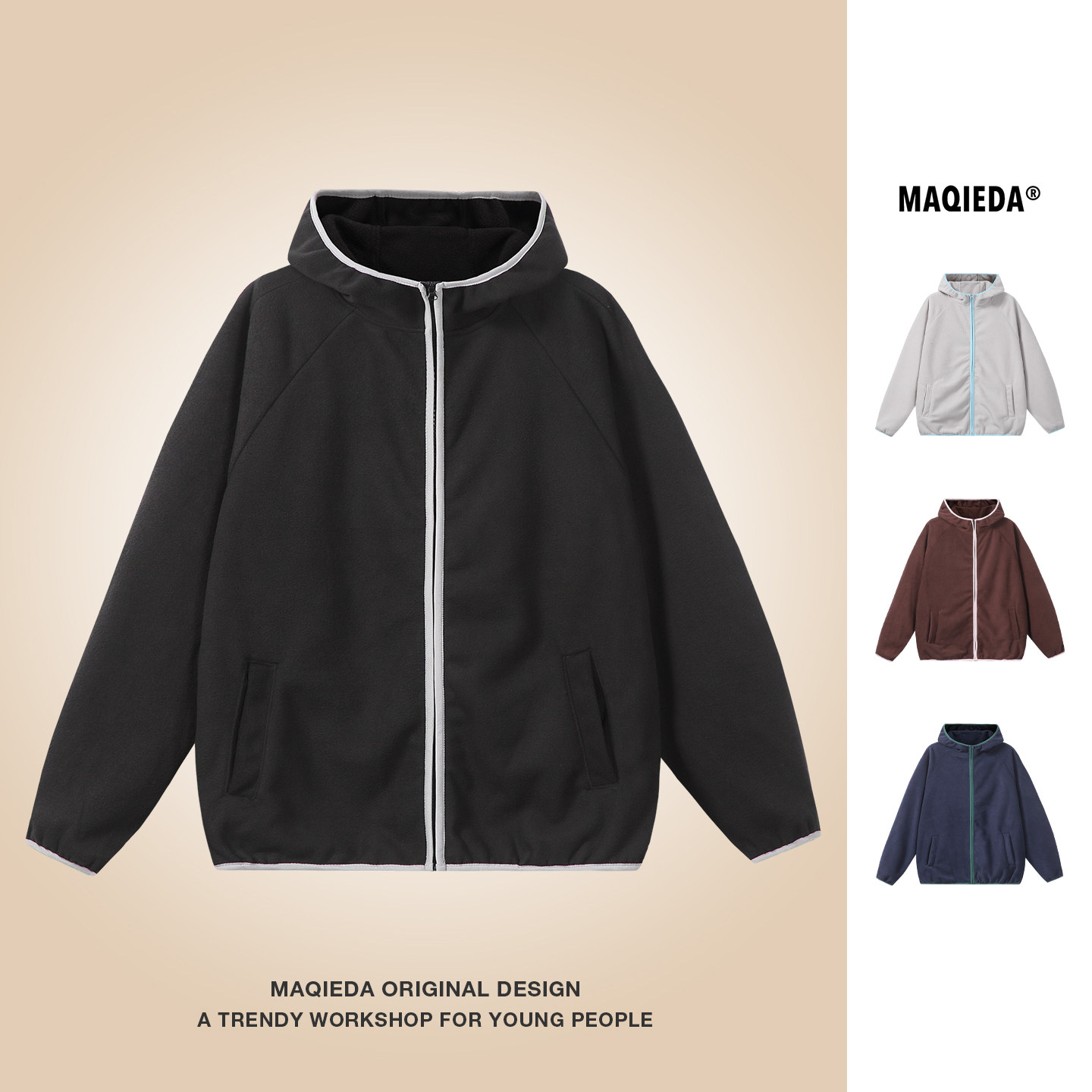 日系情侣连帽夹克男女百搭