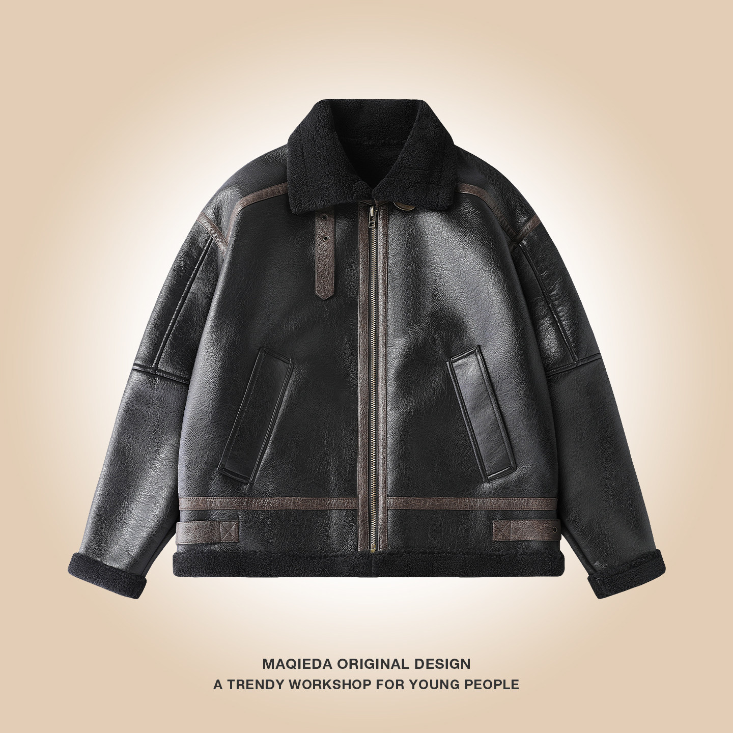 马切达冬季美式PU皮男款加绒防风夹克工装保暖棉袄休闲复古外套潮,男装,夹克,淘宝优惠券,粉丝福利购,淘宝优惠卷