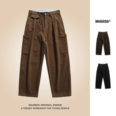 马切达冬季美式工装直筒休闲裤男