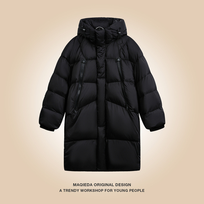 冬季新款男女中长款连帽羽绒服