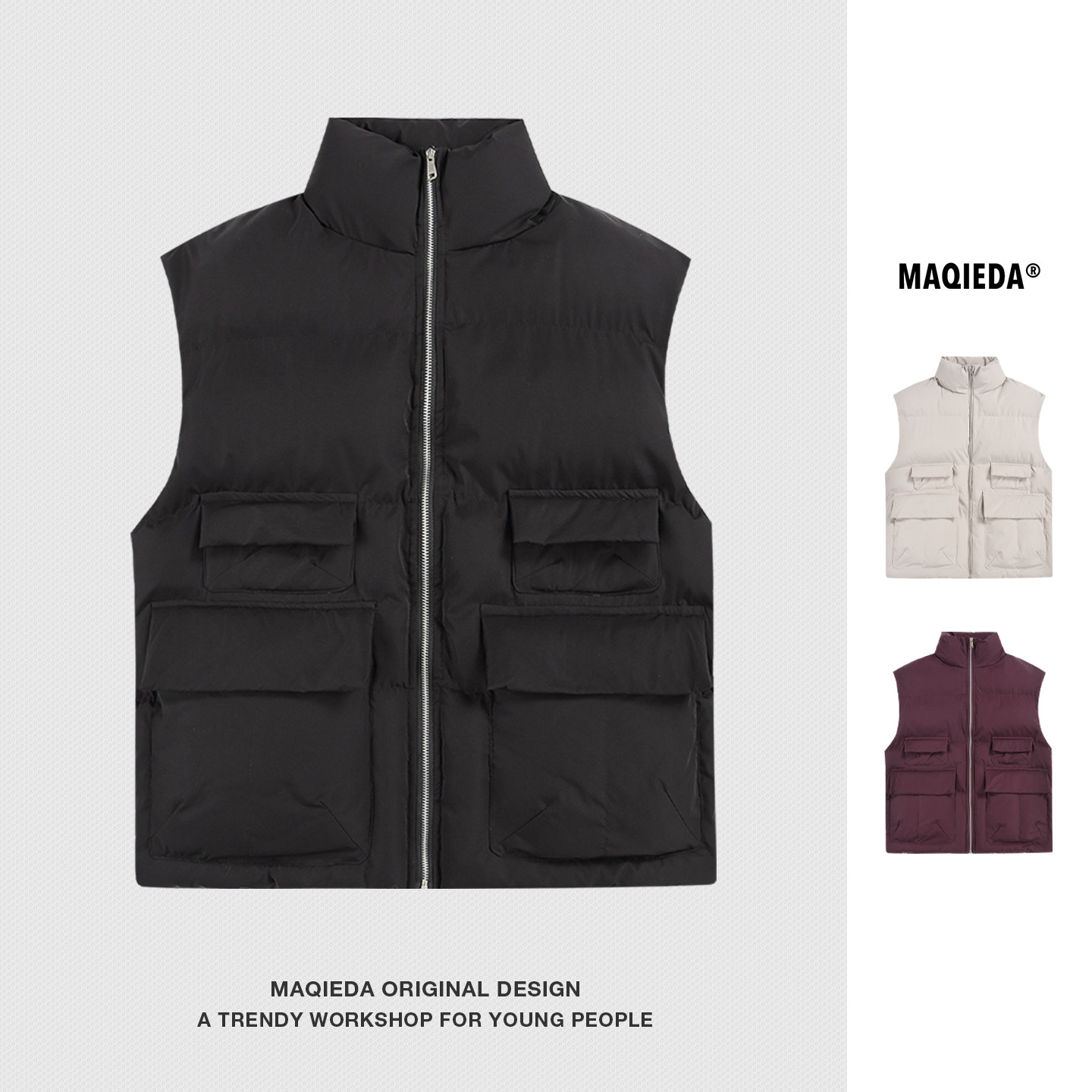 马切达冬季工装美式男生外搭背心马甲户外保暖情侣冬装外套潮ins,男装,常规马甲,淘宝优惠券,粉丝福利购,淘宝优惠卷