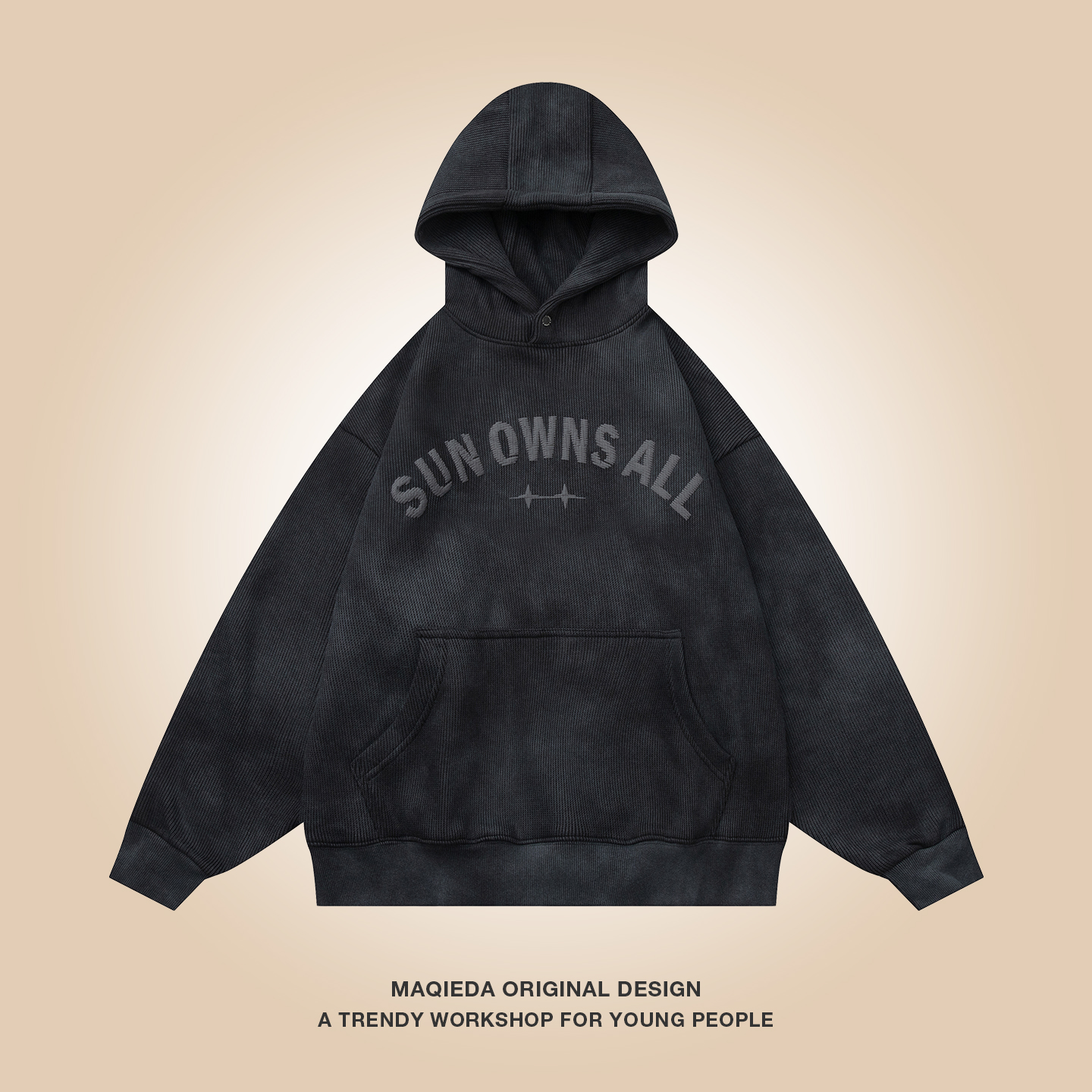 马切达男士加绒美式字母印花卫衣