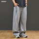 灰色百搭裤 春季 抽绳直筒垂感长裤 男宽松运动卫裤 子 纯色显瘦休闲裤