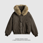 美式 马切达冬季 加厚男女保暖连帽棉服可拆卸毛领棉衣工装 休闲外套