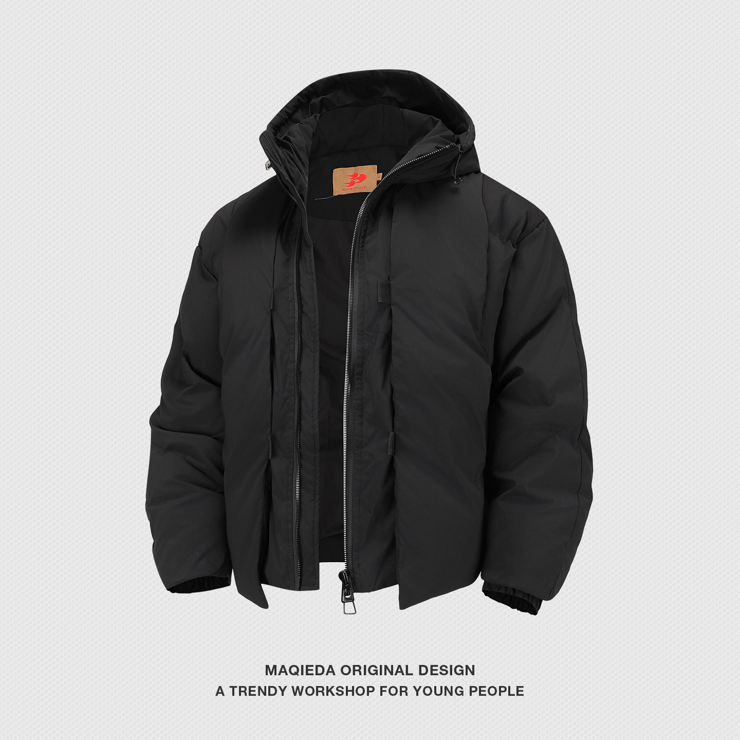 马切达冬季加厚解构拼接棉服男士连帽美式棉衣潮牌痞帅宽松外套,男装,棉衣,淘宝优惠券,粉丝福利购,淘宝优惠卷