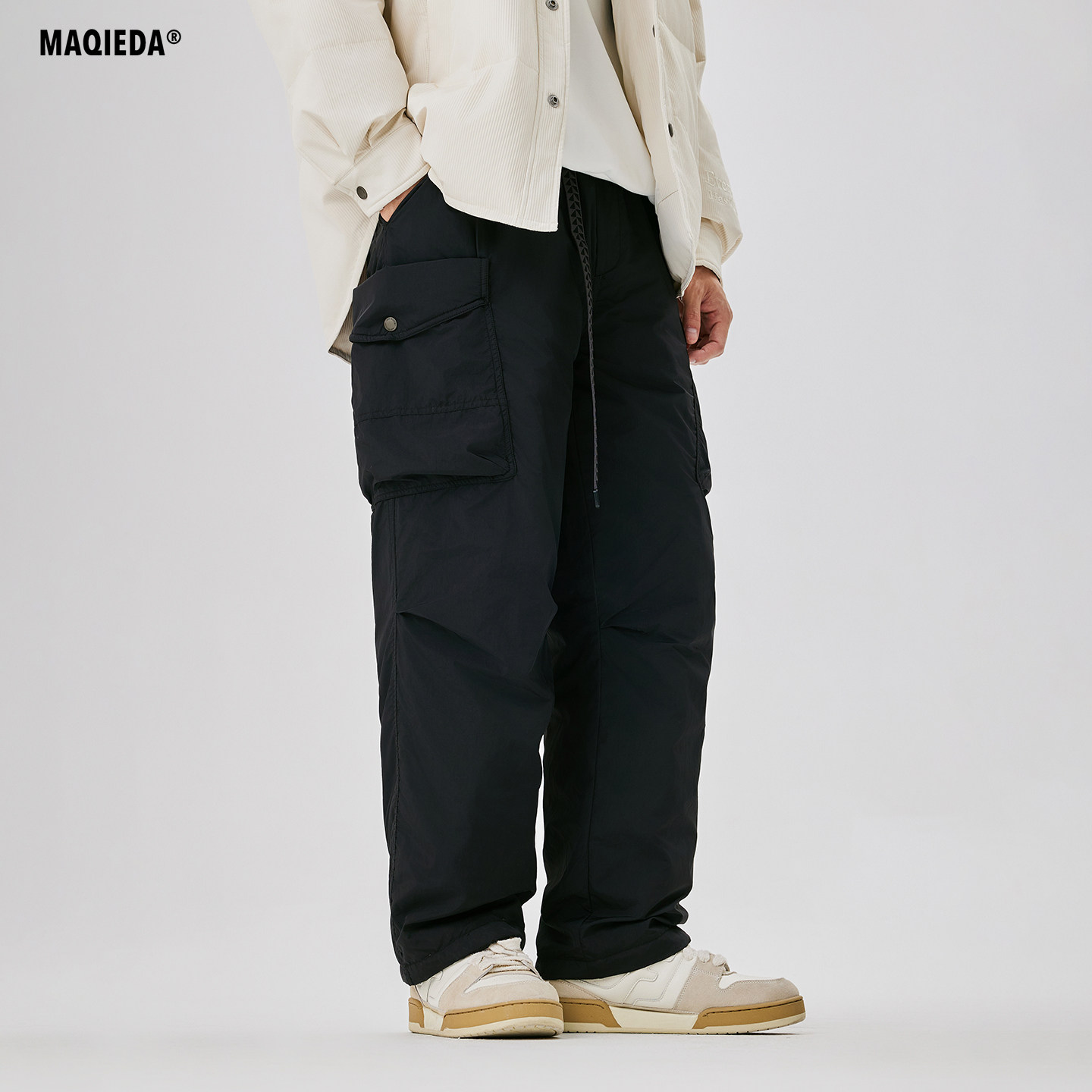 马切达2025新款冬季工装休闲裤直筒户外保暖羽绒服加厚美式长裤男,男装,羽绒裤,淘宝优惠券,粉丝福利购,淘宝优惠卷
