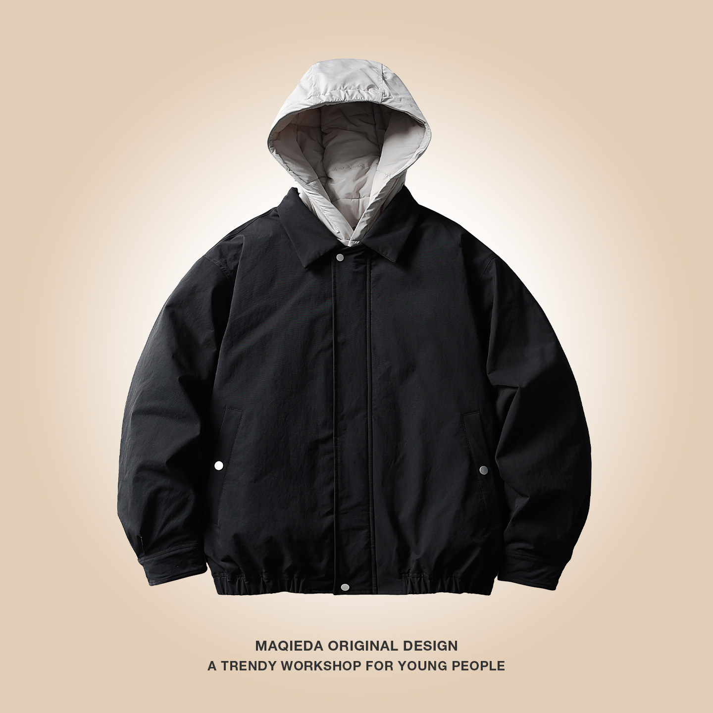 马切达冬季日系情侣男女假两件连帽百搭羽绒服休闲复古纯色外套潮,男装,羽绒服,淘宝优惠券,粉丝福利购,淘宝优惠卷