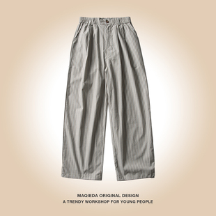 复古休闲裤 日系条纹西裤 男士 直筒长裤 子潮 2026新款 百搭小众裤 春季
