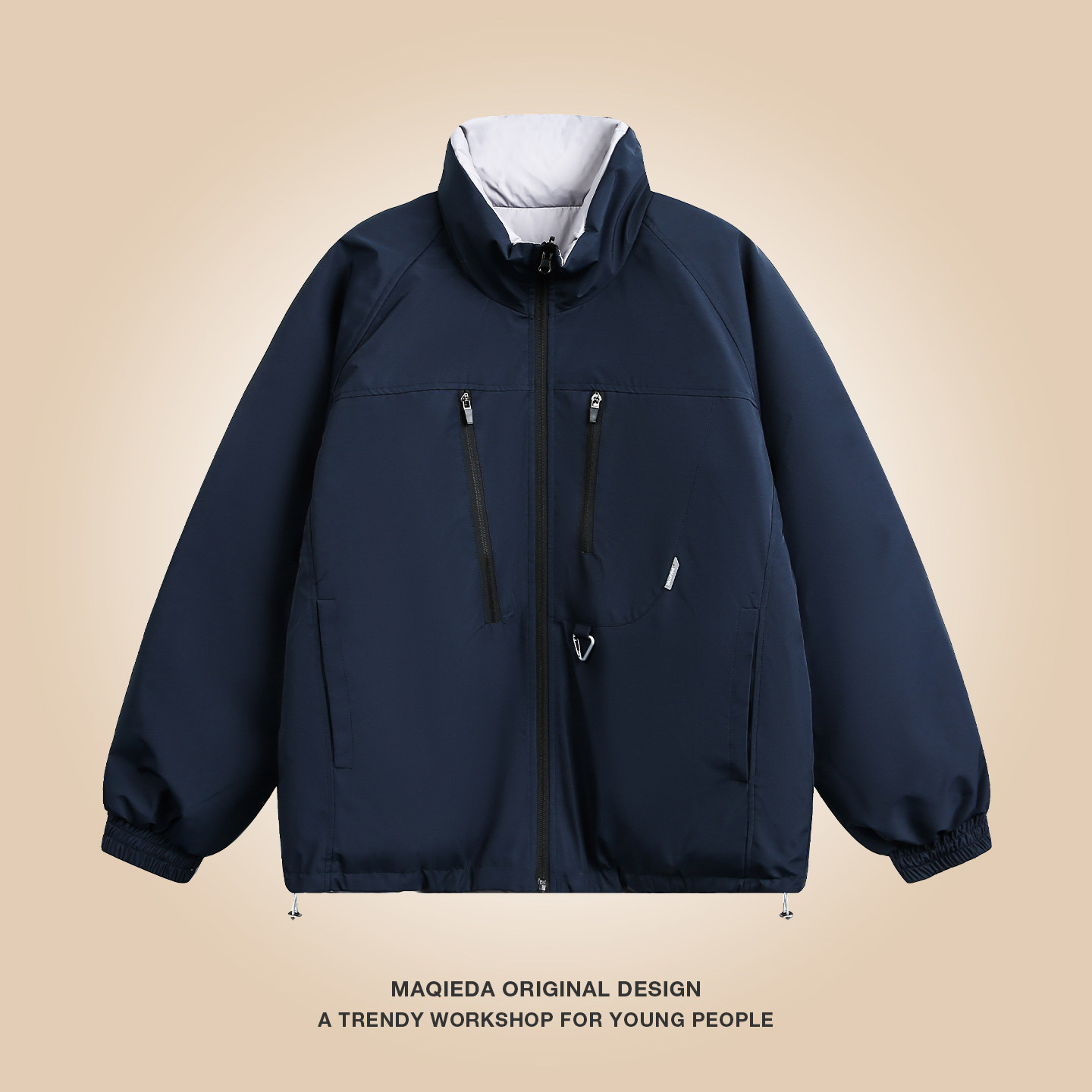 马切达户外多口袋男款双面羽绒服