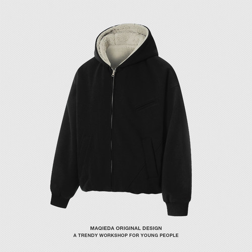 冬季男士北极绒加厚连帽棉衣