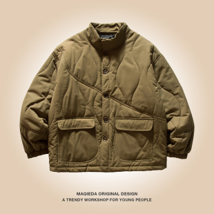 复古休闲棉衣潮牌百搭宽松外套 棉服男款 马切达冬季 日系设计感工装